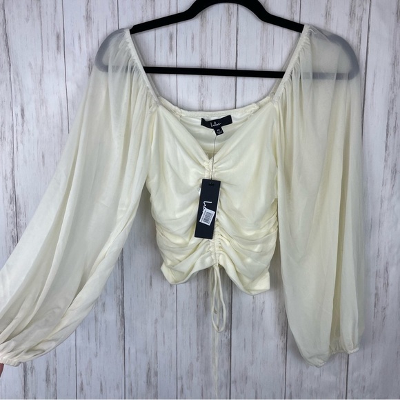 Lulus NWT cream ruched blouse medium - Picture 1 of 6